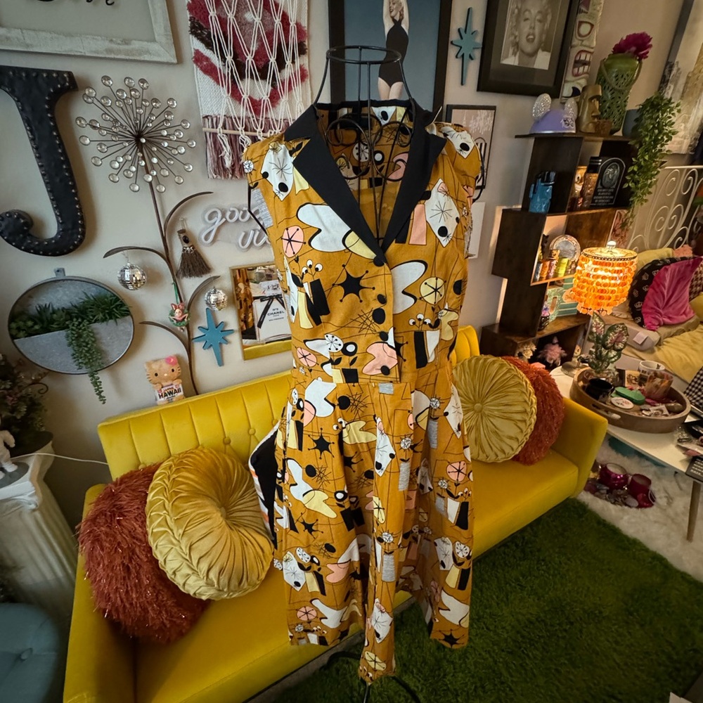 Atomic Retro Mid-Century Modern Print Sleeveless Dress